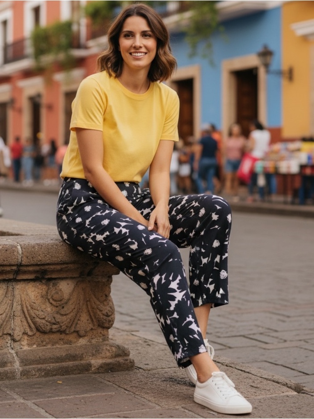 Ruby Rd floral contrast print fluid pants lp